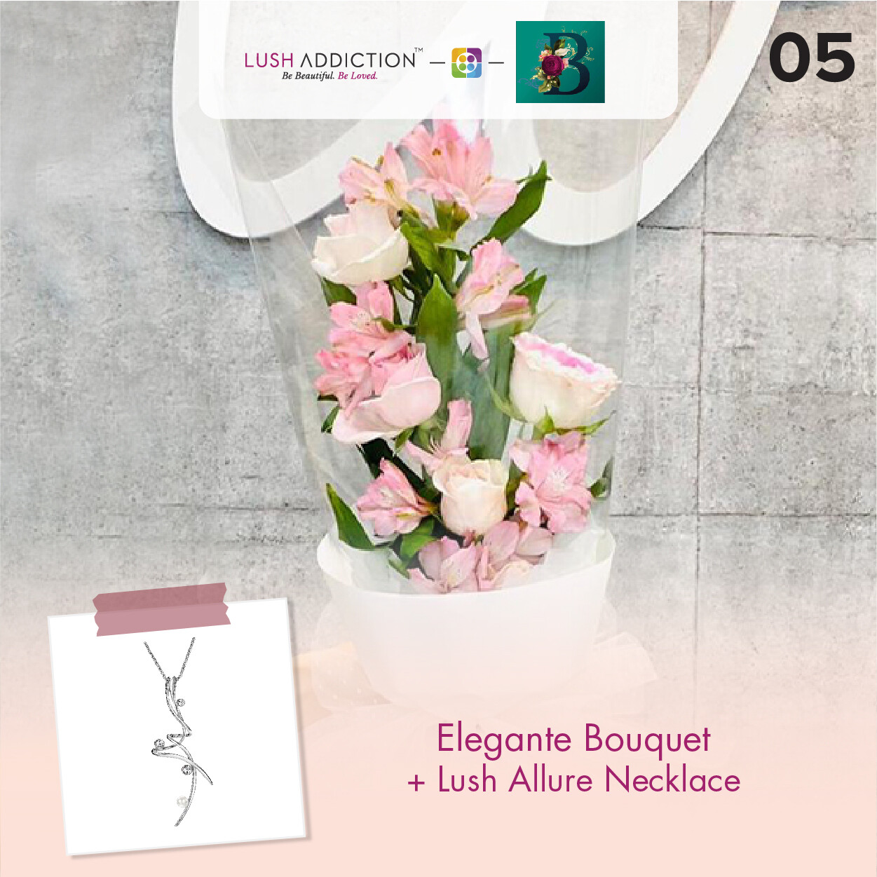 Elegante Bouquet + Lush Addiction Necklace (By: The Bliss Florist from Melaka)