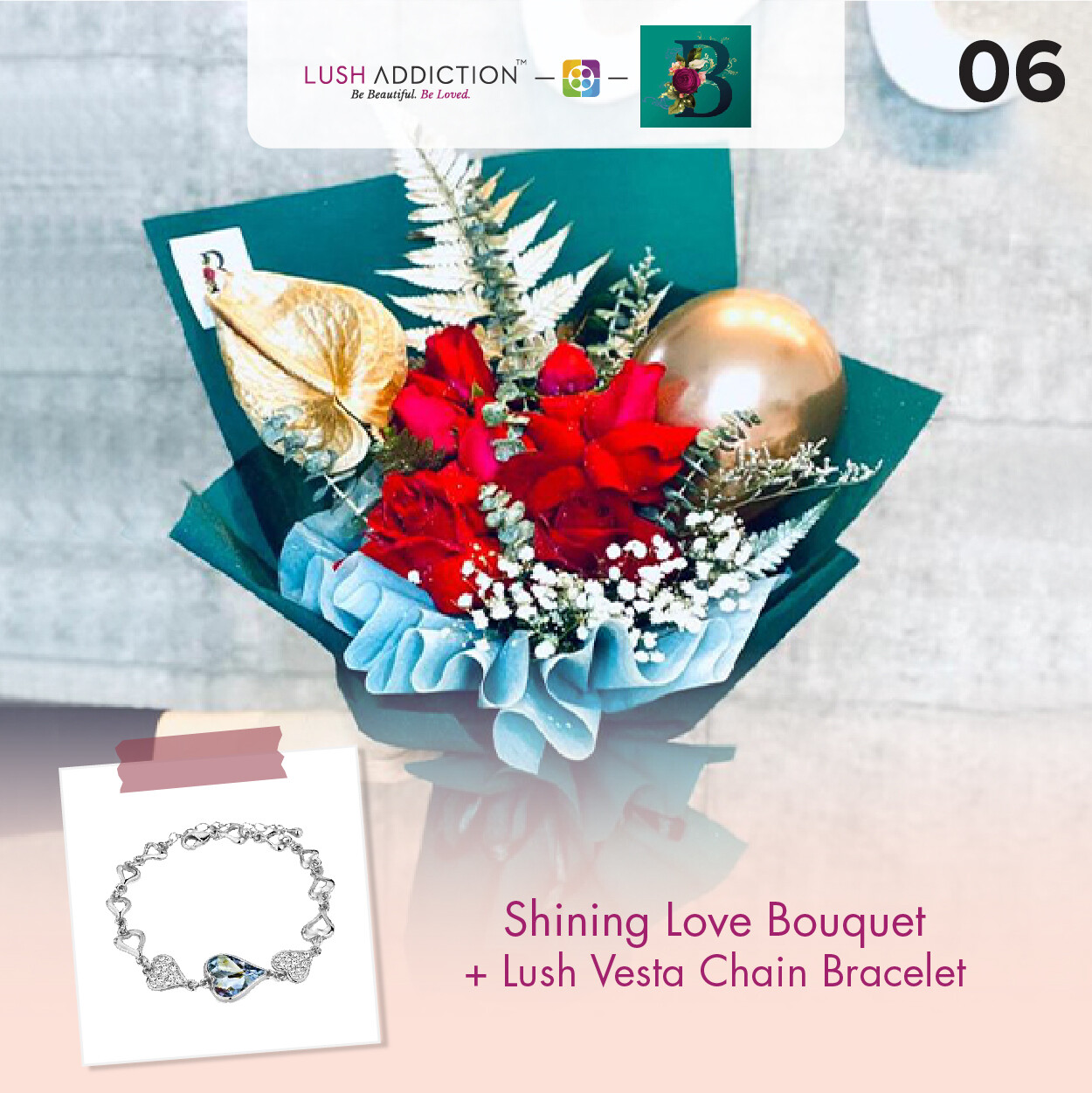 Shining Love Bouquet + Lush Addiction Necklace (By: The Bliss Florist from Melaka)