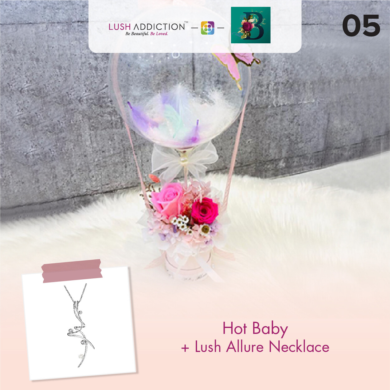 Hot Baby + Lush Addiction Necklace (By: The Bliss Florist from Melaka)