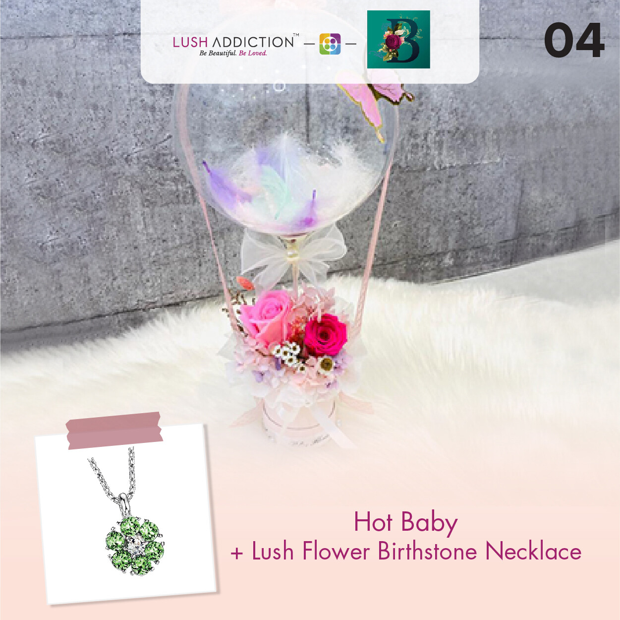 Hot Baby + Lush Addiction Necklace (By: The Bliss Florist from Melaka)