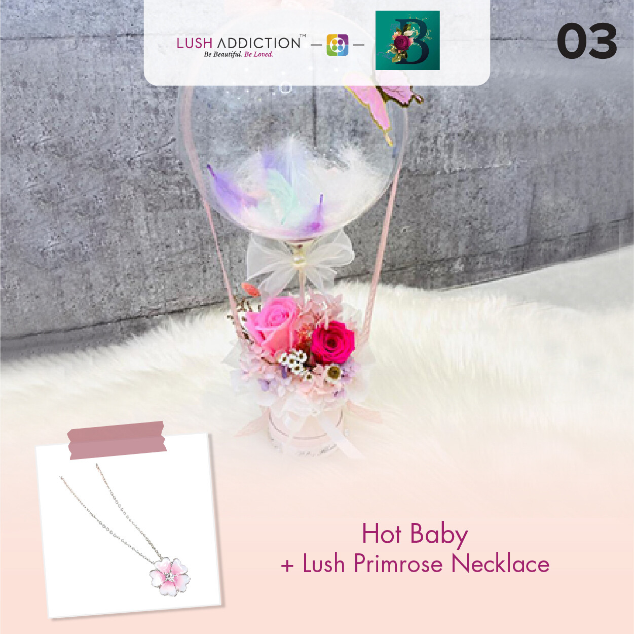 Hot Baby + Lush Addiction Necklace (By: The Bliss Florist from Melaka)