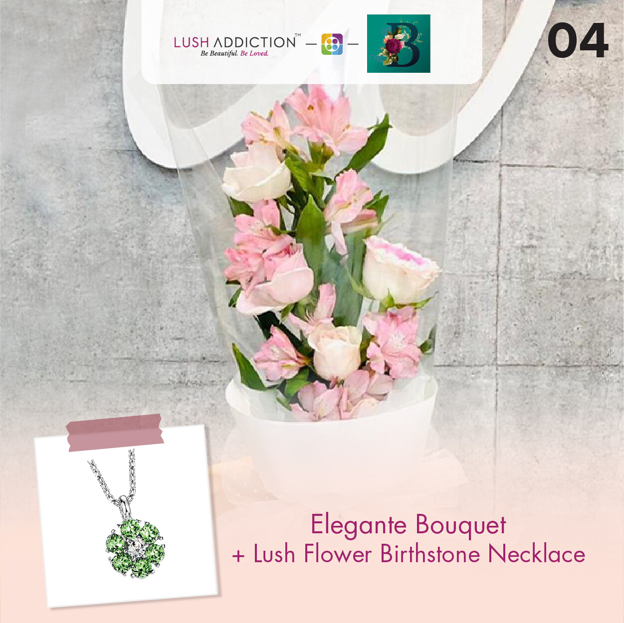 Elegante Bouquet + Lush Addiction Necklace (By: The Bliss Florist from Melaka)