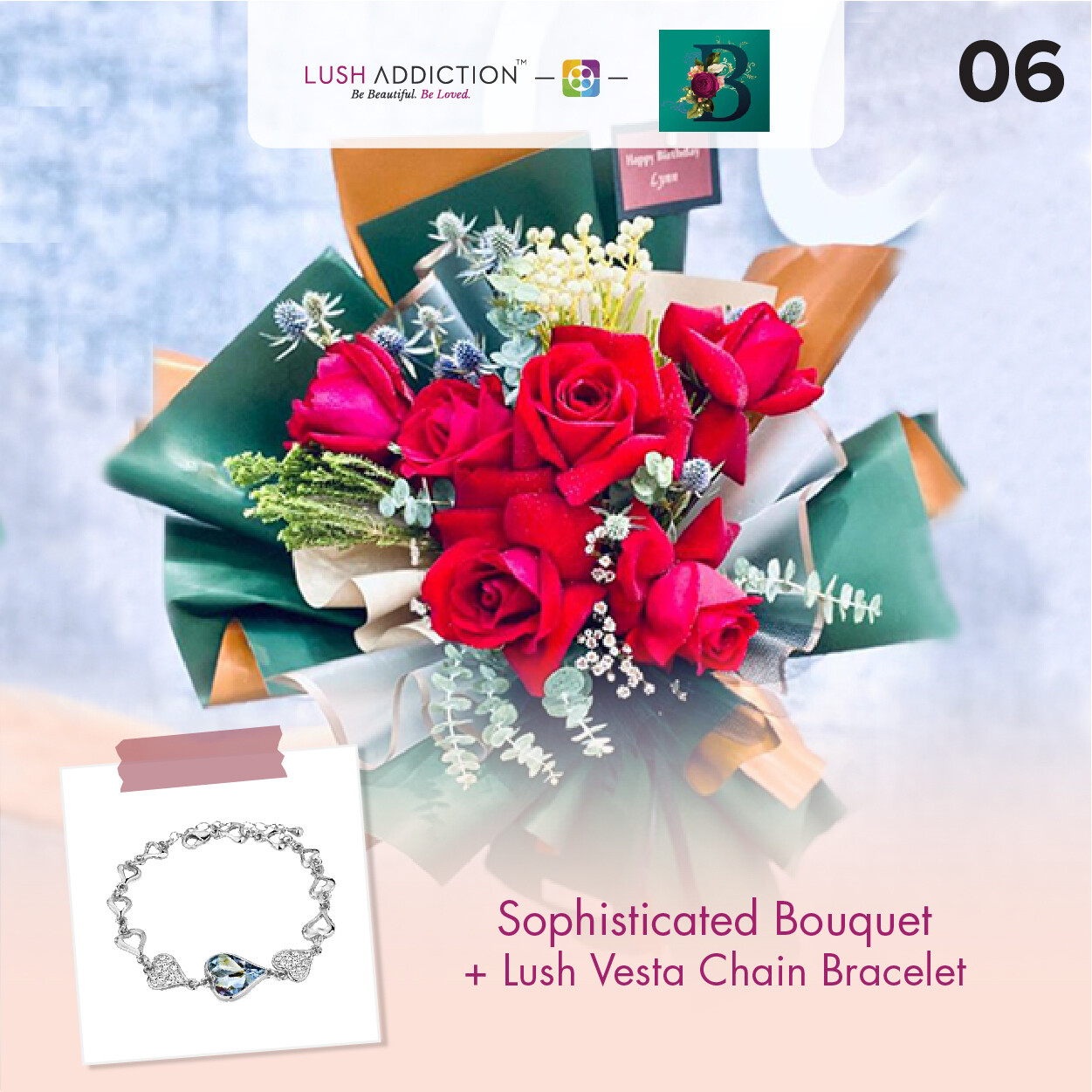Sophisticated Bouquet + Lush Addiction Necklace (By: The Bliss Florist from Melaka)