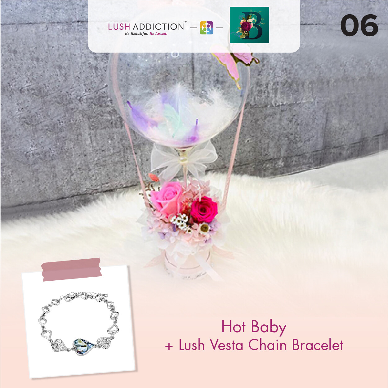 Hot Baby + Lush Addiction Necklace (By: The Bliss Florist from Melaka)