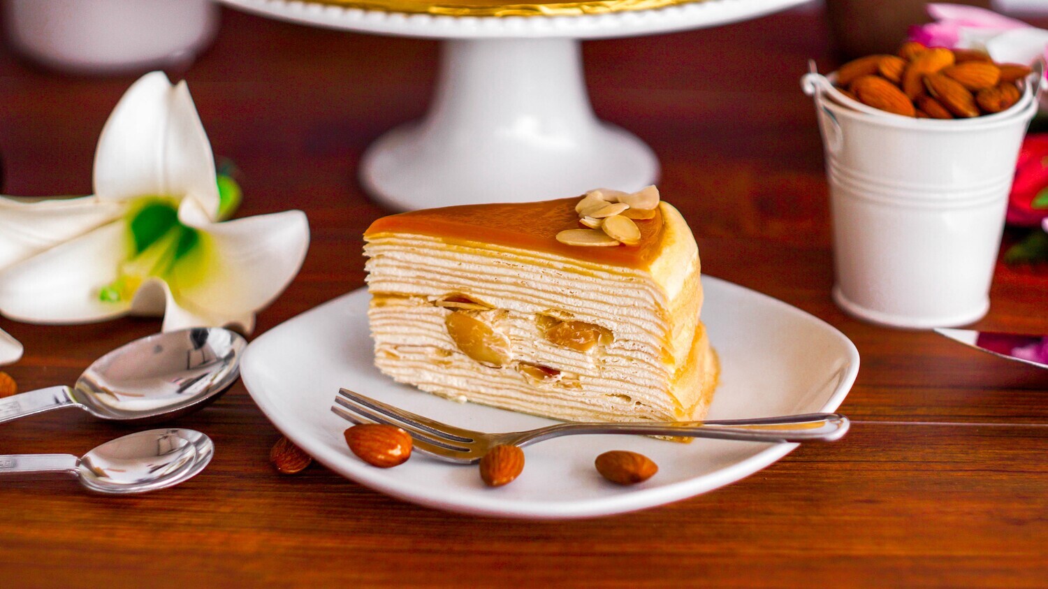 Salted Caramel Almond Crepe Cake (By: Junandus from KL)