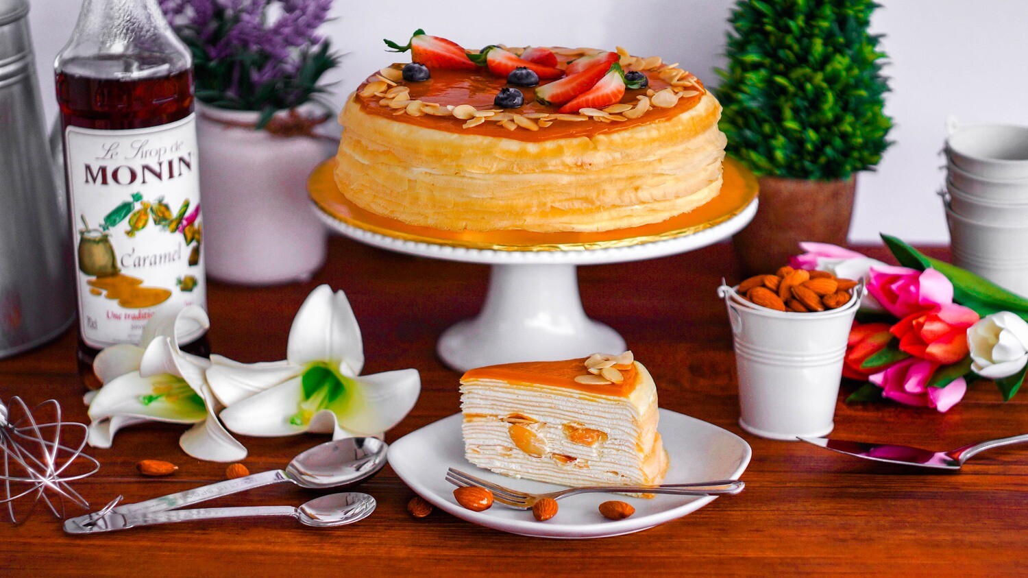 Salted Caramel Almond Crepe Cake (By: Junandus from KL)