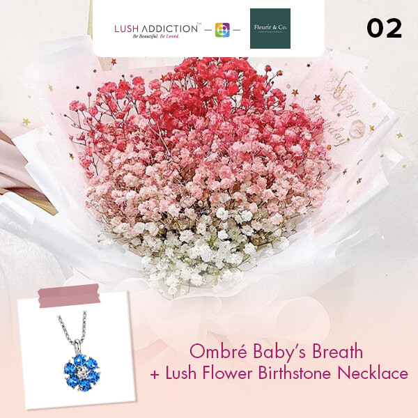Ombré Baby’s Breath + Lush Addiction Necklace (By: Fleurir &amp; Co from Kuching)