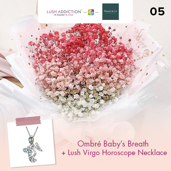 Ombré Baby’s Breath + Lush Addiction Necklace (By: Fleurir &amp; Co from Kuching)