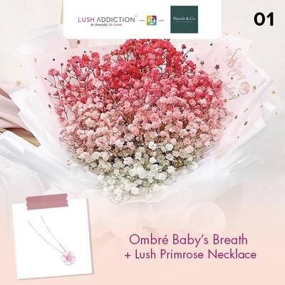 Ombré Baby’s Breath + Lush Addiction Necklace (By: Fleurir &amp; Co from Kuching)