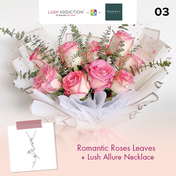 Romantic Roses Leaves + Lush Addiction Necklace (By: Fleurir &amp; Co from Kuching)