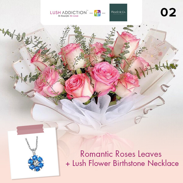 Romantic Roses Leaves + Lush Addiction Necklace (By: Fleurir &amp; Co from Kuching)