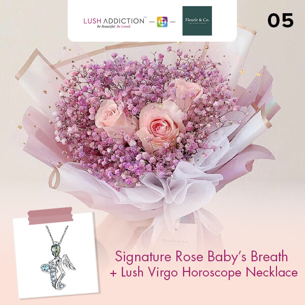 Signature Rose Baby’s Breath + Lush Addiction Necklace (By: Fleurir &amp; Co from Kuching)