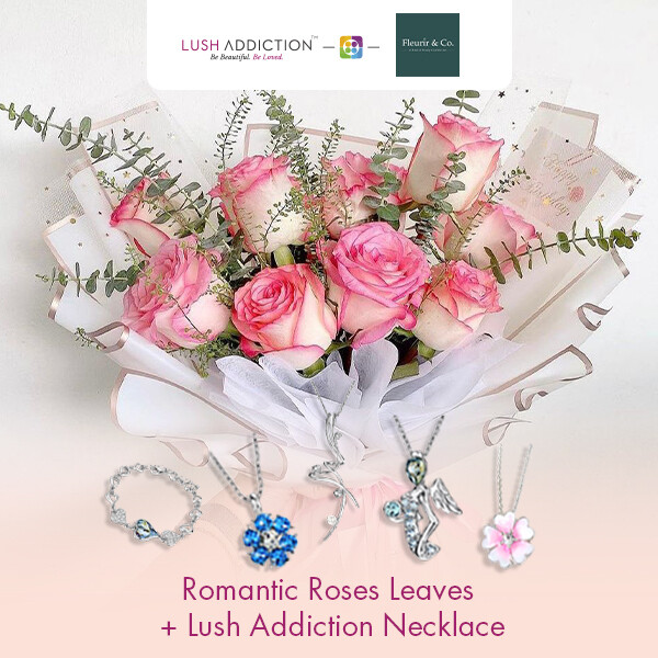Romantic Roses Leaves + Lush Addiction Necklace (By: Fleurir &amp; Co from Kuching)