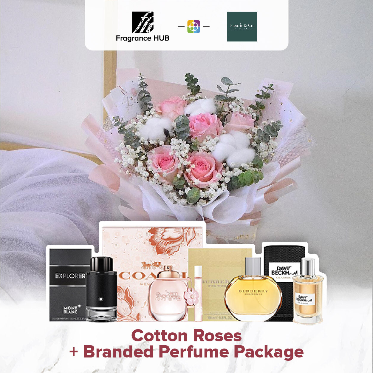 Cotton Roses + Fragrance Hub Branded Perfume (By: Fleurir &amp; Co from Kuching)