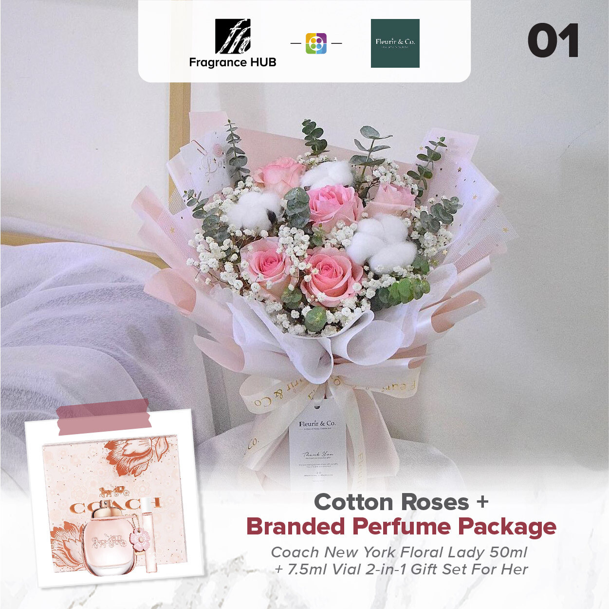 Cotton Roses + Fragrance Hub Branded Perfume (By: Fleurir &amp; Co from Kuching)