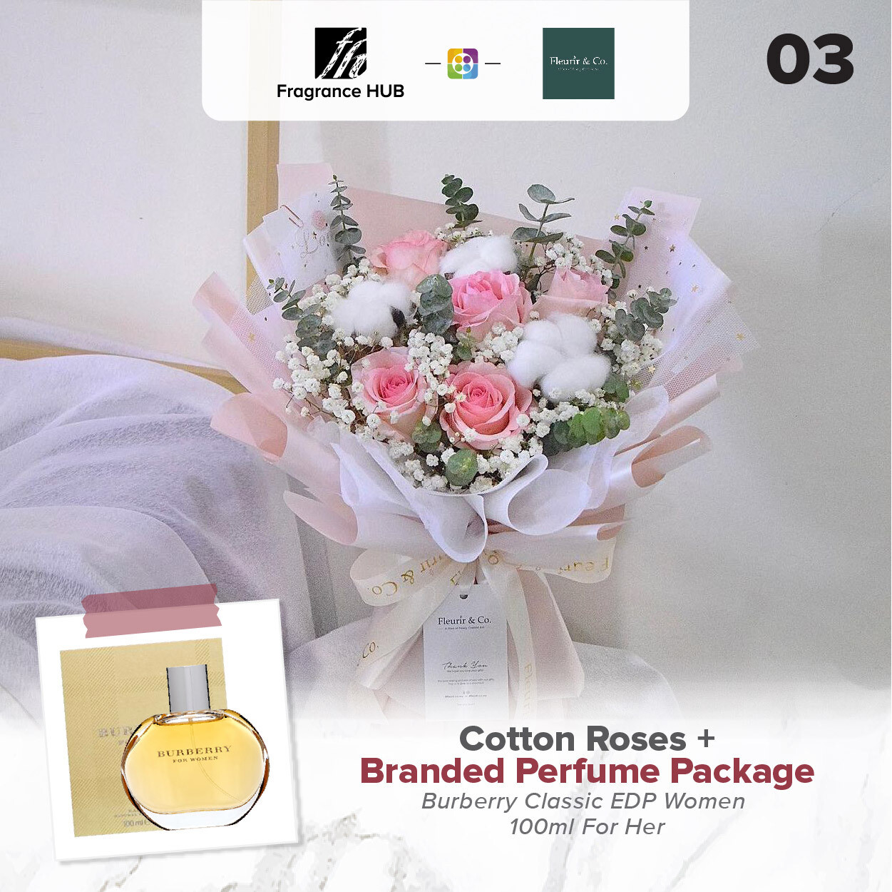 Cotton Roses + Fragrance Hub Branded Perfume (By: Fleurir &amp; Co from Kuching)