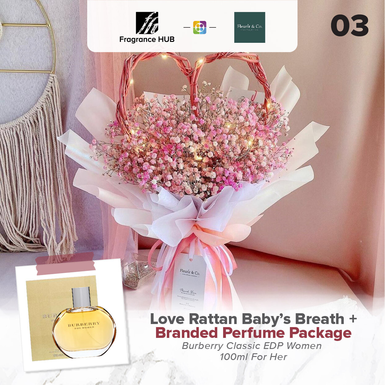 Love Rattan Baby’s Breath+ Fragrance Hub Branded Perfume (By: Fleurir &amp; Co from Kuching)