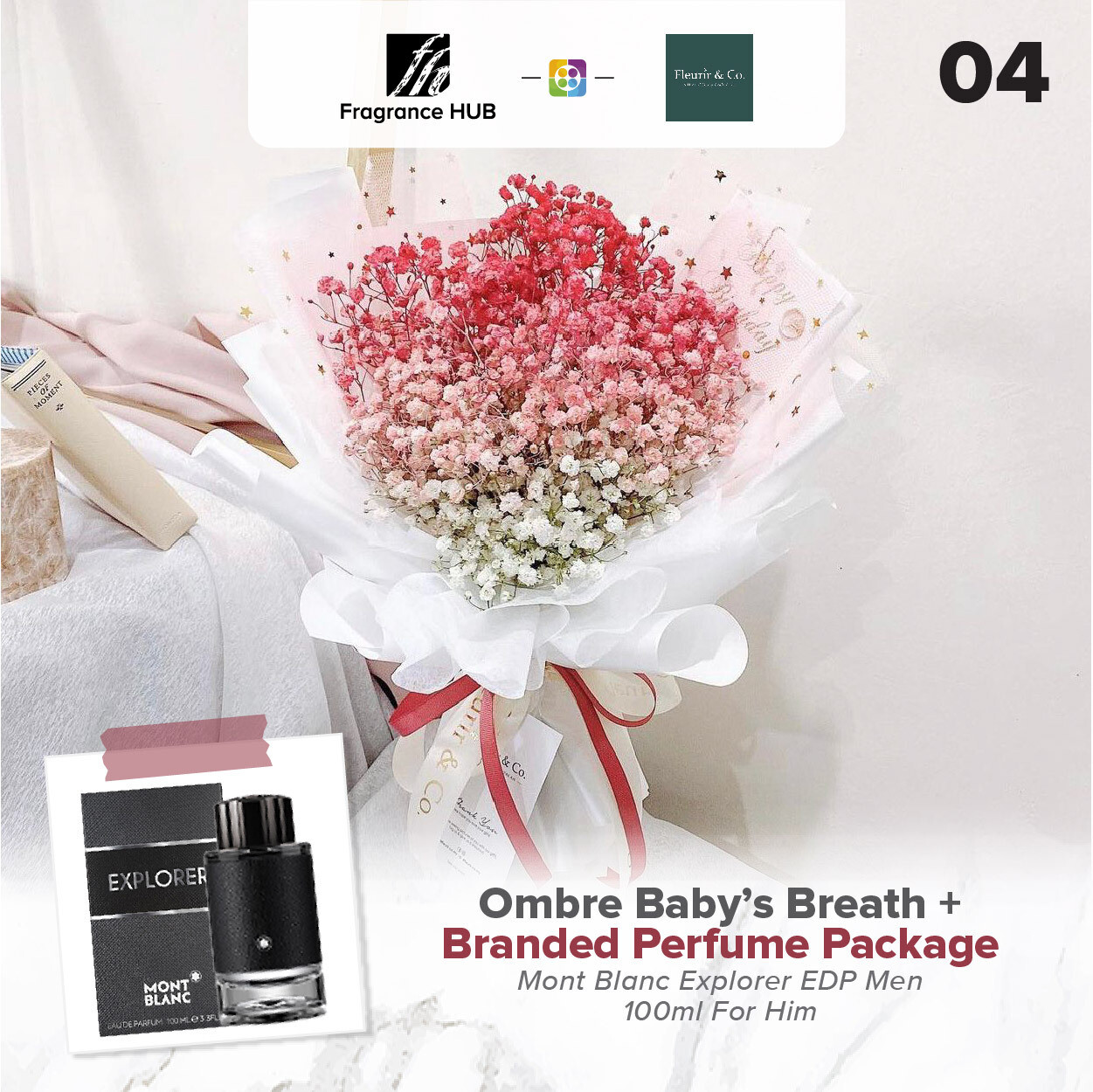 Ombré Baby’s Breath + Fragrance Hub Branded Perfume (By: Fleurir &amp; Co from Kuching)