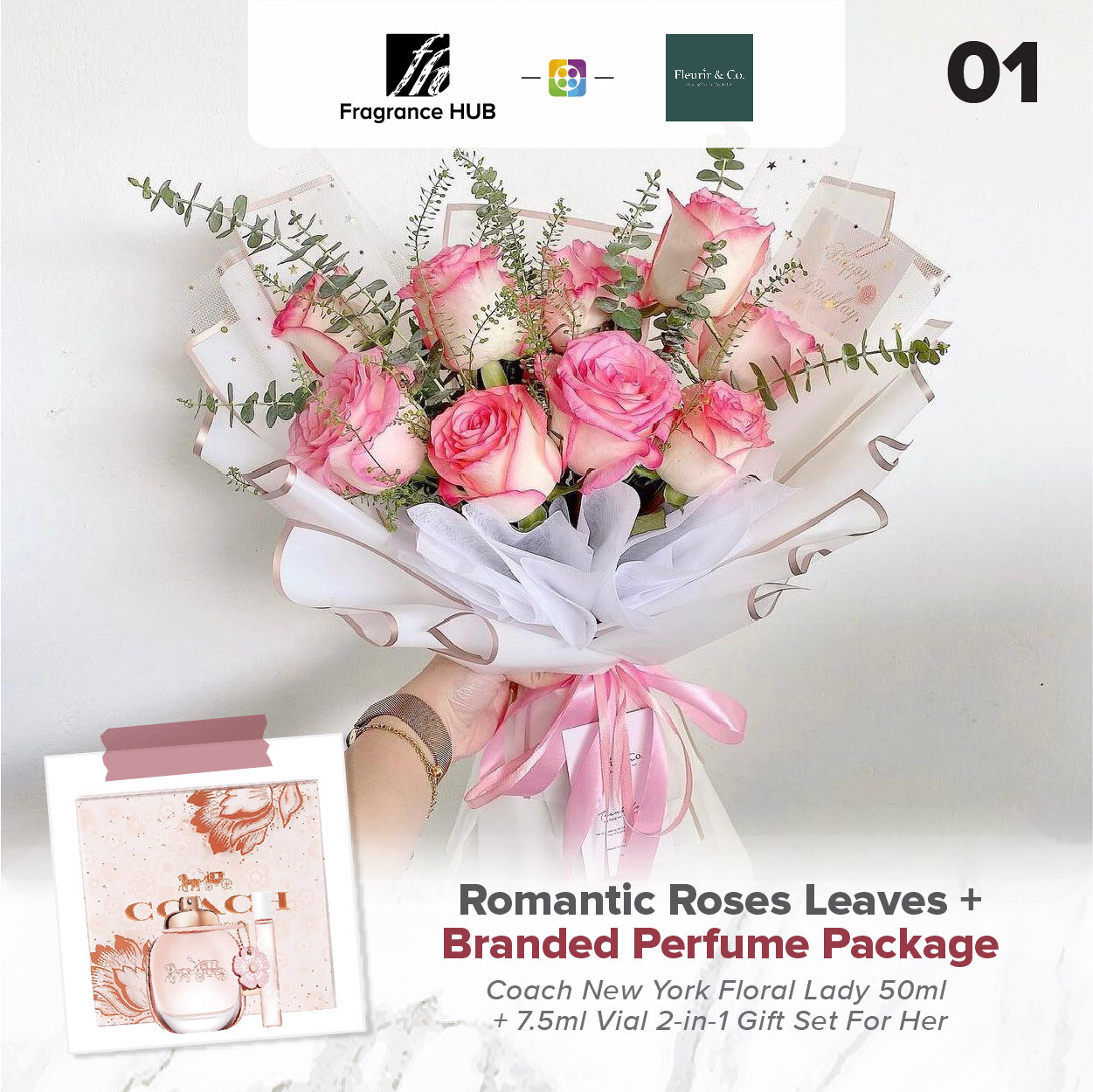 Romantic Roses Leaves + Fragrance Hub Branded Perfume (By: Fleurir &amp; Co from Kuching)