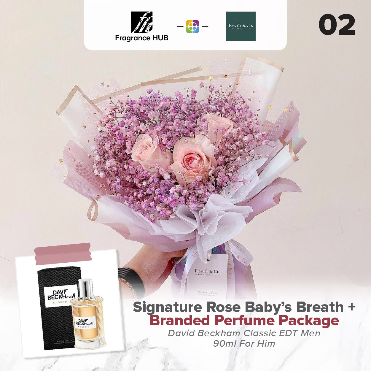 Signature Rose Baby’s Breath + Fragrance Hub Branded Perfume (By: Fleurir &amp; Co from Kuching)