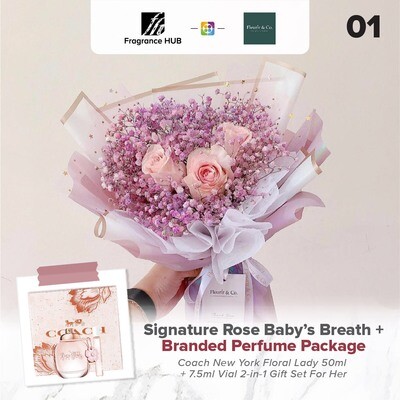 Signature Rose Baby’s Breath + Fragrance Hub Branded Perfume (By: Fleurir &amp; Co from Kuching)