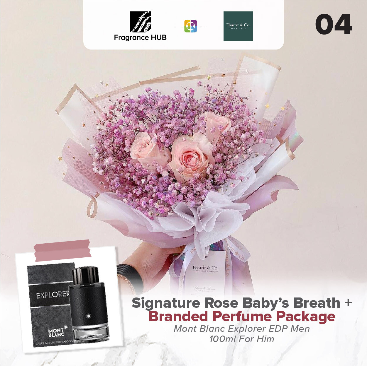 Signature Rose Baby’s Breath + Fragrance Hub Branded Perfume (By: Fleurir &amp; Co from Kuching)