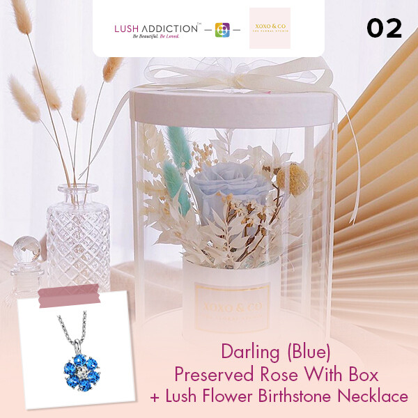 Darling (Blue) + Lush Addiction Necklace (By: XOXO The Floral Studio from Miri)