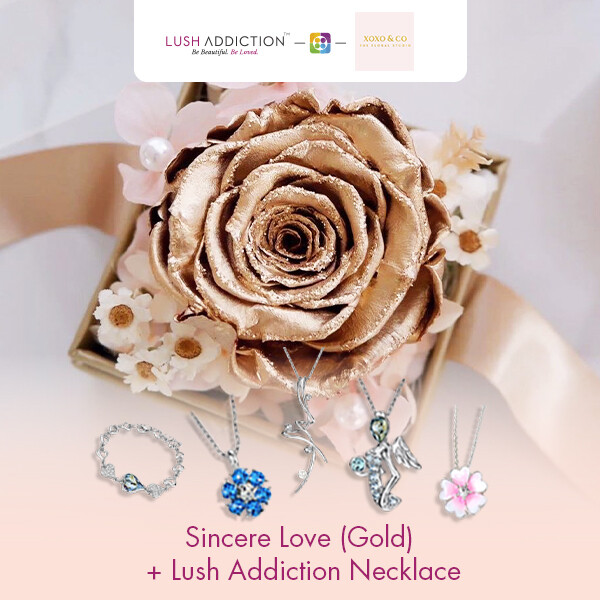 Sincere Love (Gold) + Lush Addiction Necklace (By: XOXO The Floral Studio from Miri)