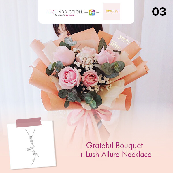 Grateful + Lush Addiction Necklace (By: XOXO The Floral Studio from Miri)