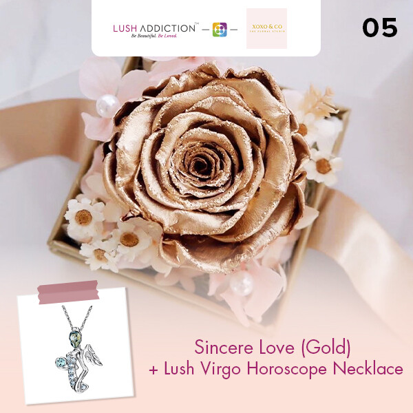 Sincere Love (Gold) + Lush Addiction Necklace (By: XOXO The Floral Studio from Miri)