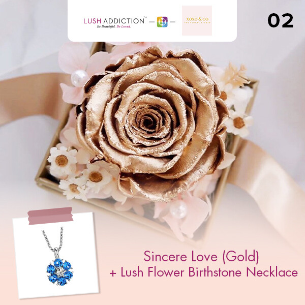 Sincere Love (Gold) + Lush Addiction Necklace (By: XOXO The Floral Studio from Miri)