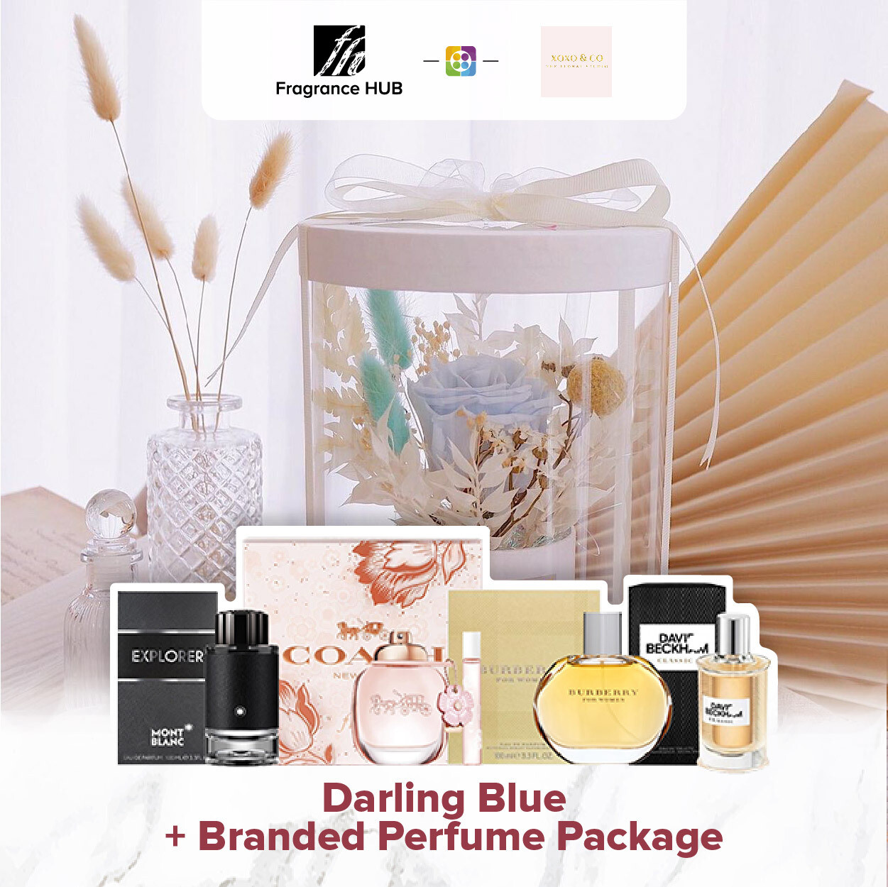 Darling (Blue) + Fragrance Hub Branded Perfume (By: XOXO The Floral Studio from Miri)