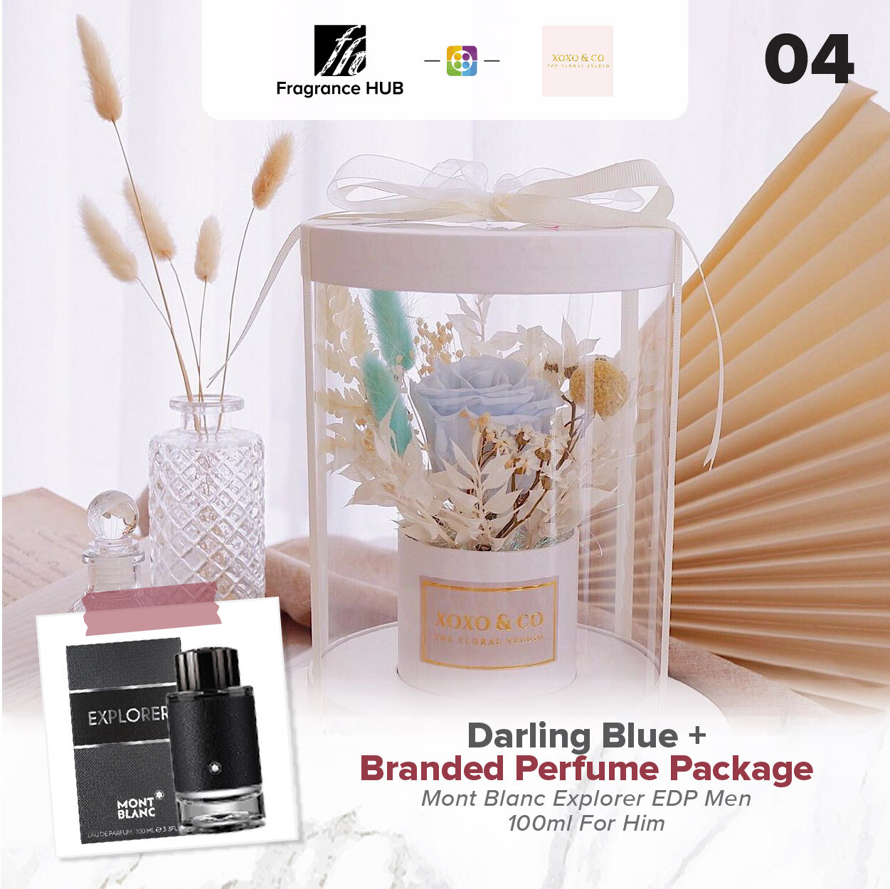 Darling (Blue) + Fragrance Hub Branded Perfume (By: XOXO The Floral Studio from Miri)