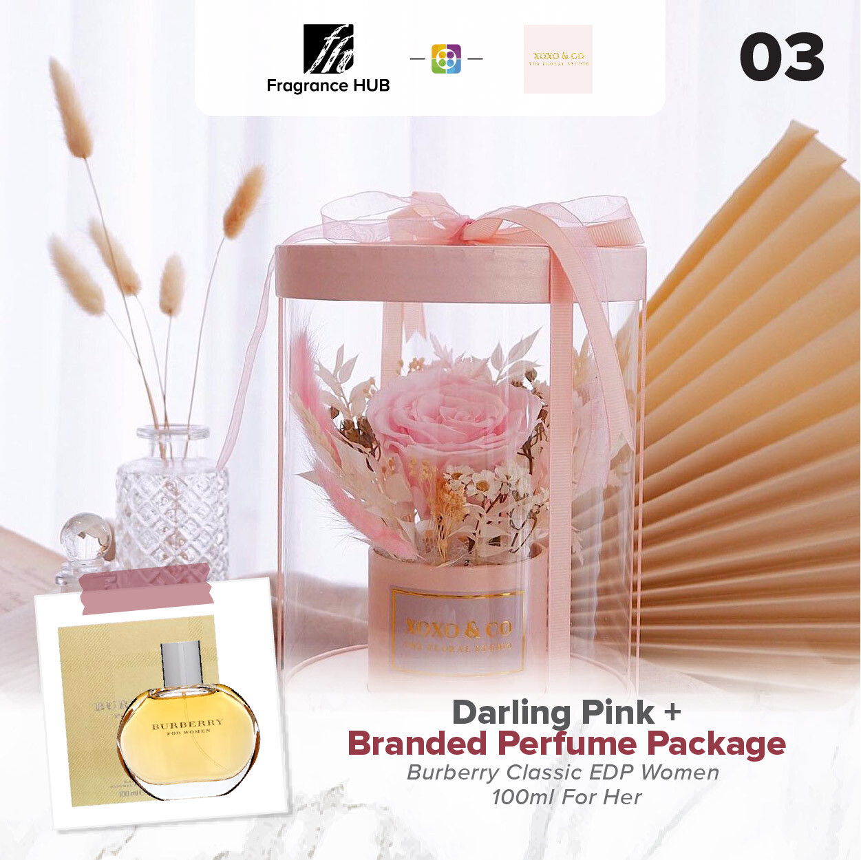 Darling (Pink) + Fragrance Hub Branded Perfume (By: XOXO The Floral Studio from Miri)