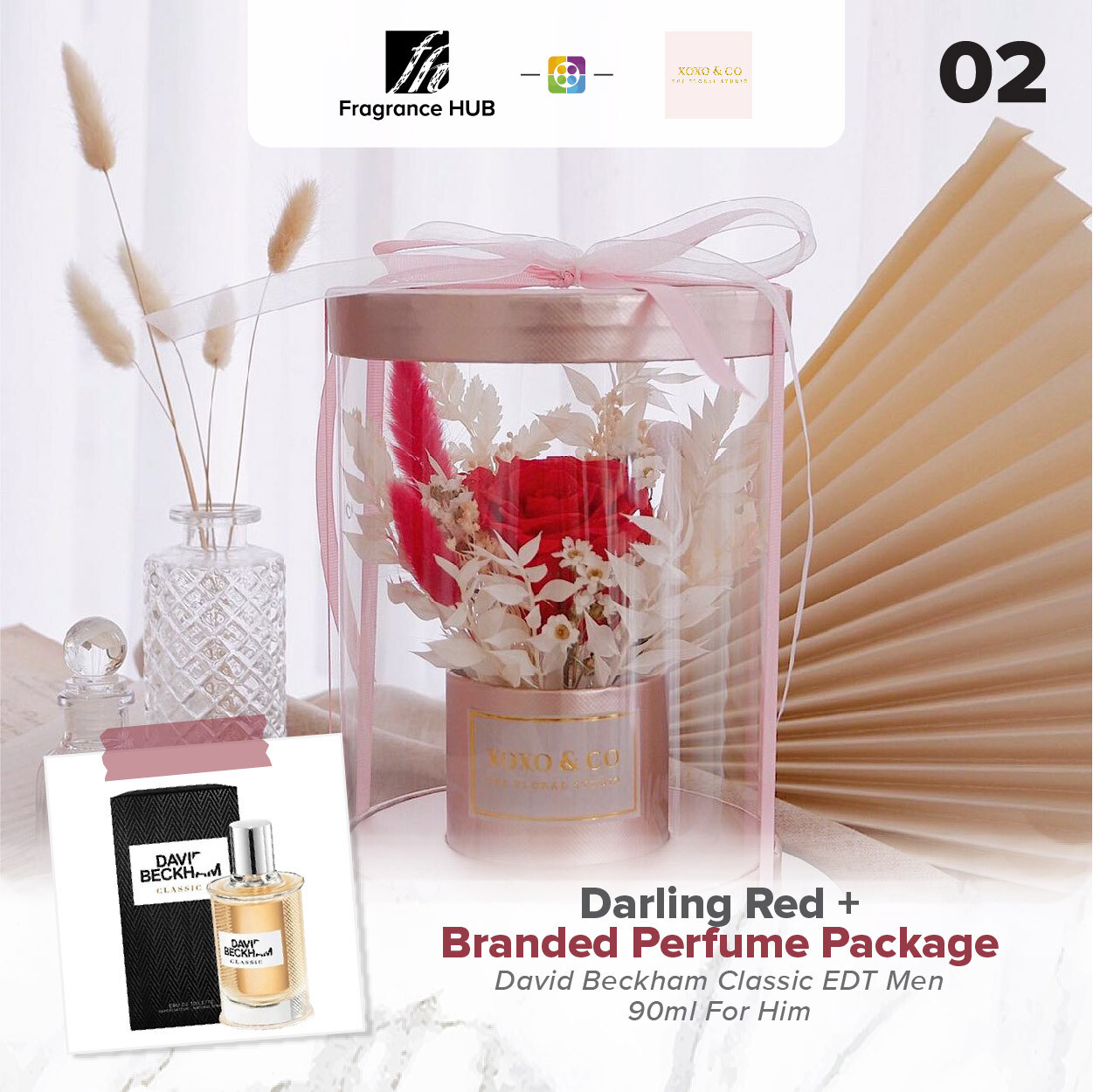 Darling (Red) + Fragrance Hub Branded Perfume (By: XOXO The Floral Studio from Miri)