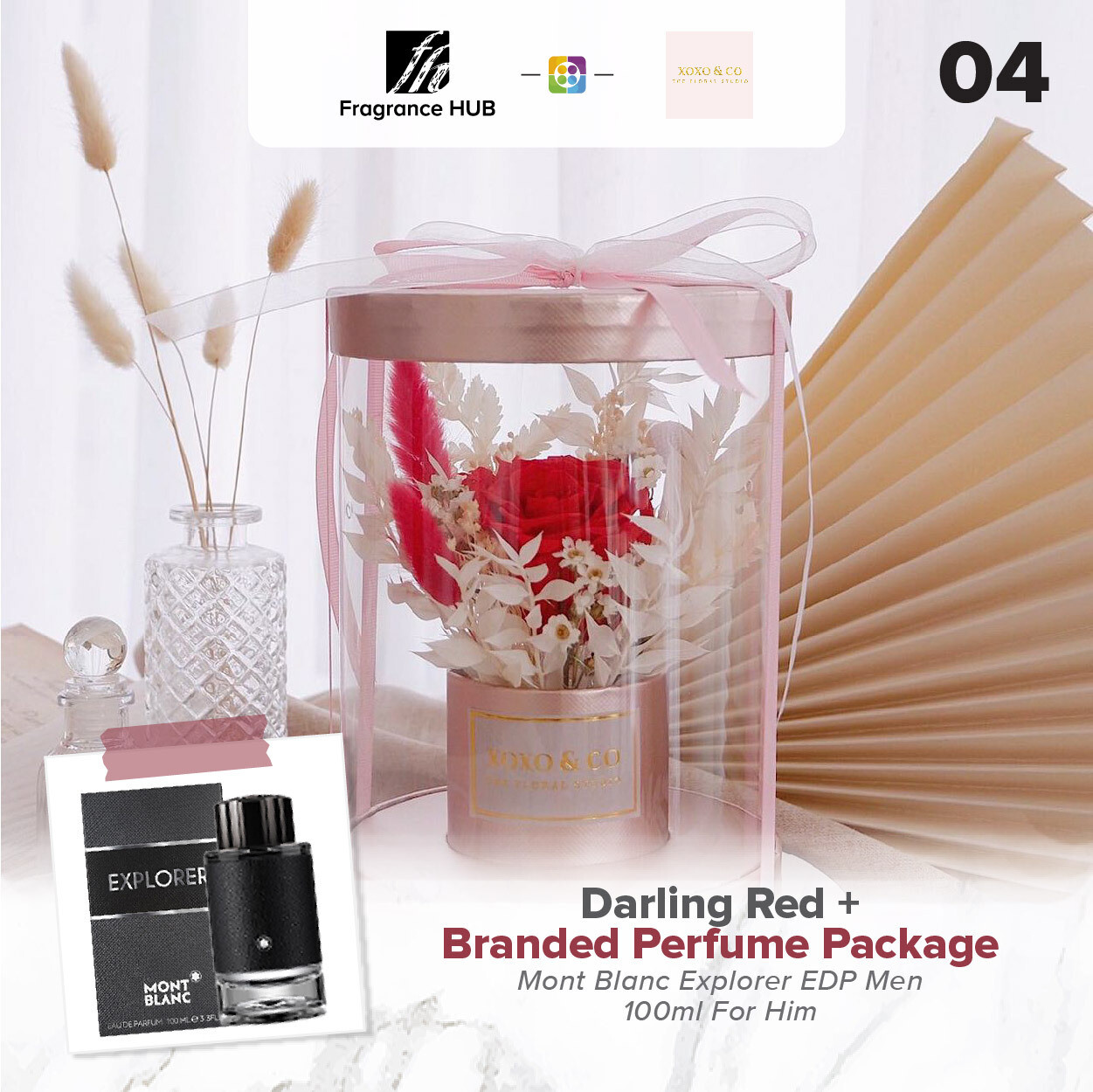 Darling (Red) + Fragrance Hub Branded Perfume (By: XOXO The Floral Studio from Miri)