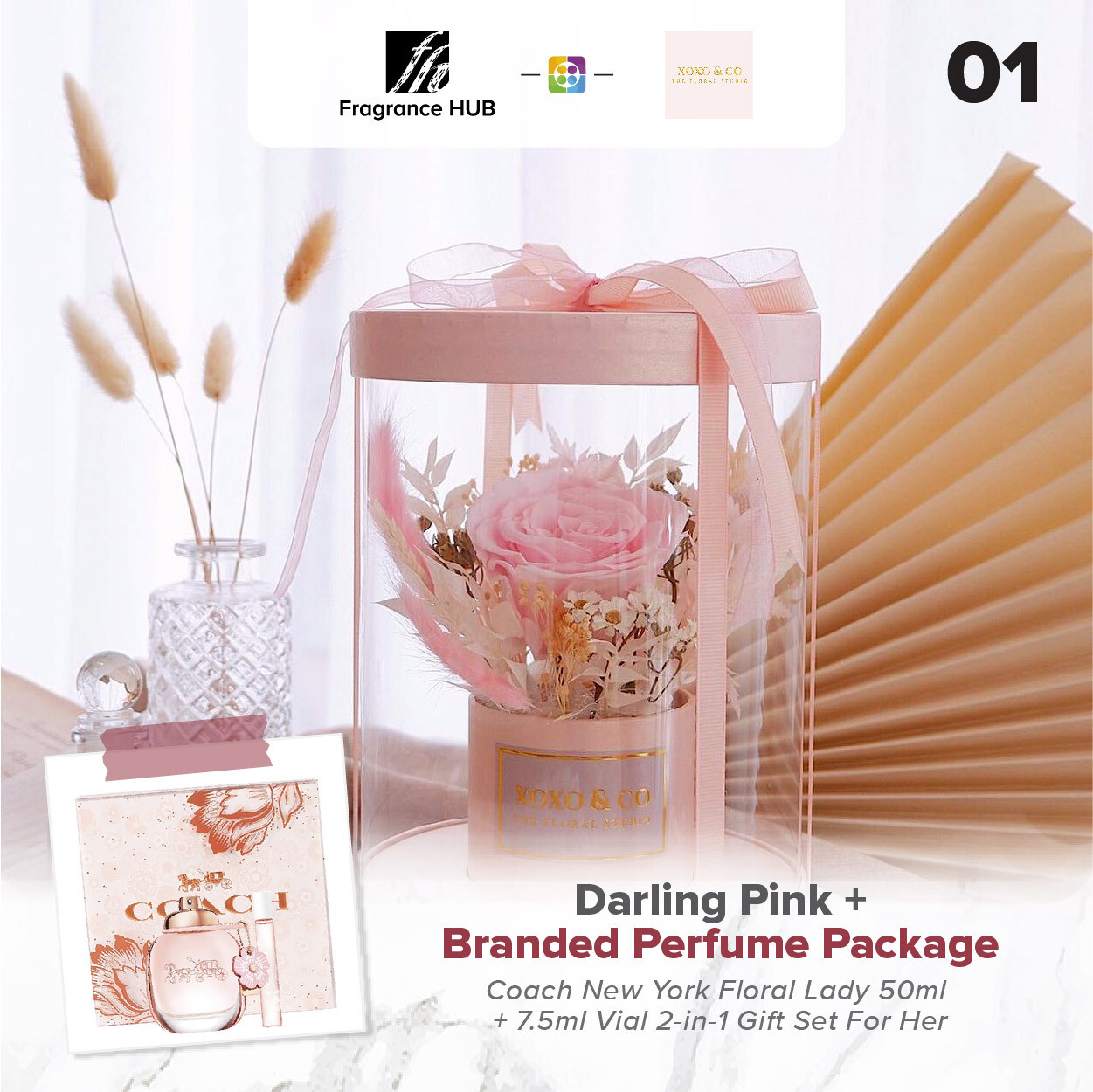 Darling (Pink) + Fragrance Hub Branded Perfume (By: XOXO The Floral Studio from Miri)
