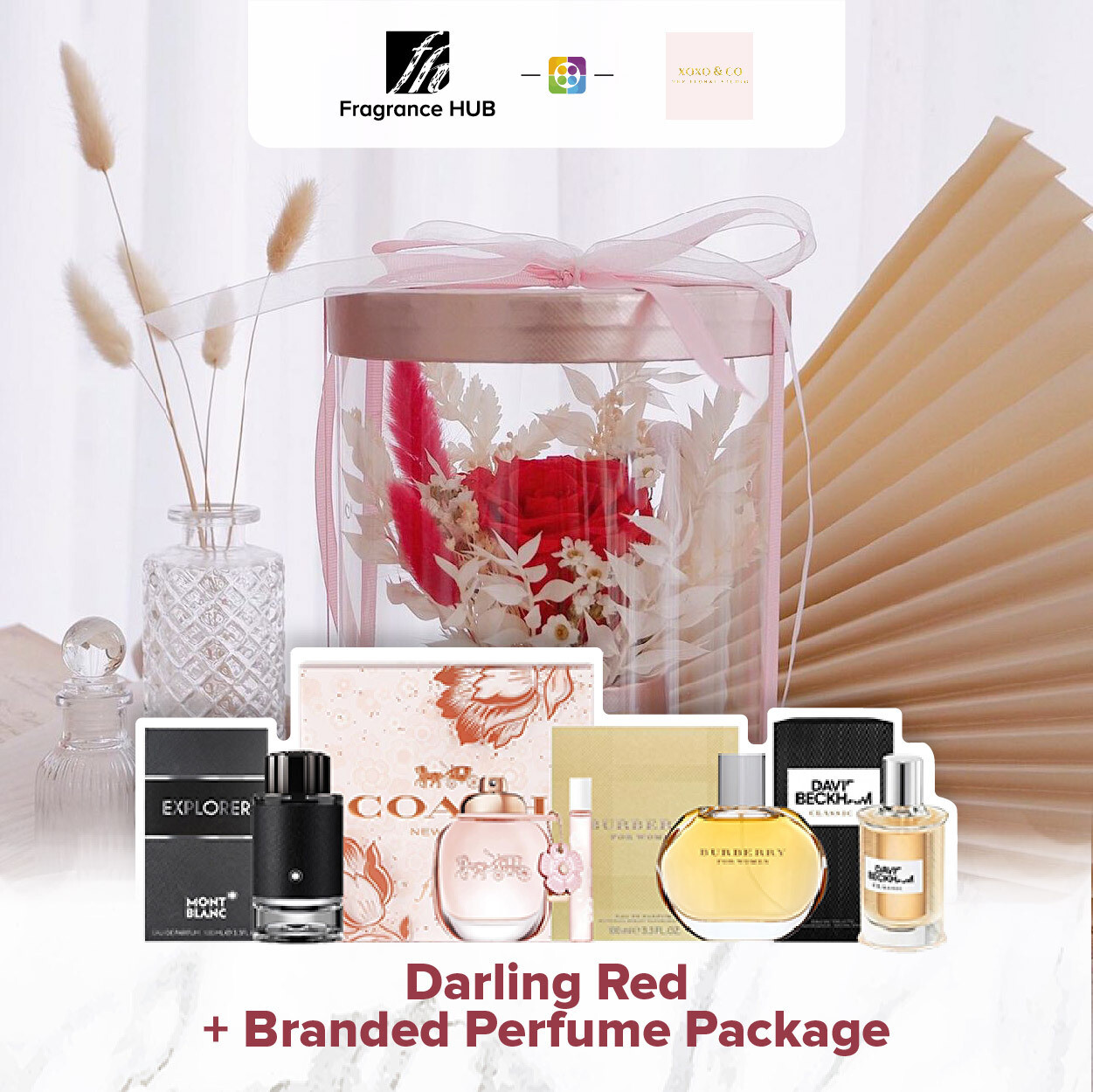 Darling (Red) + Fragrance Hub Branded Perfume (By: XOXO The Floral Studio from Miri)