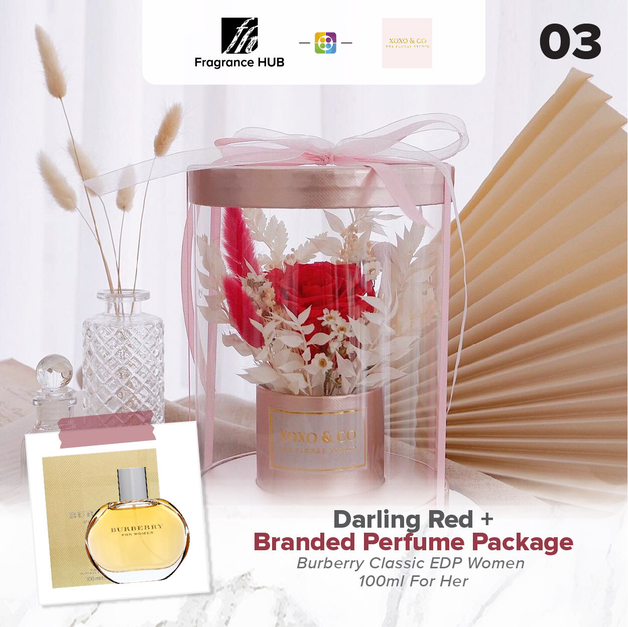 Darling (Red) + Fragrance Hub Branded Perfume (By: XOXO The Floral Studio from Miri)
