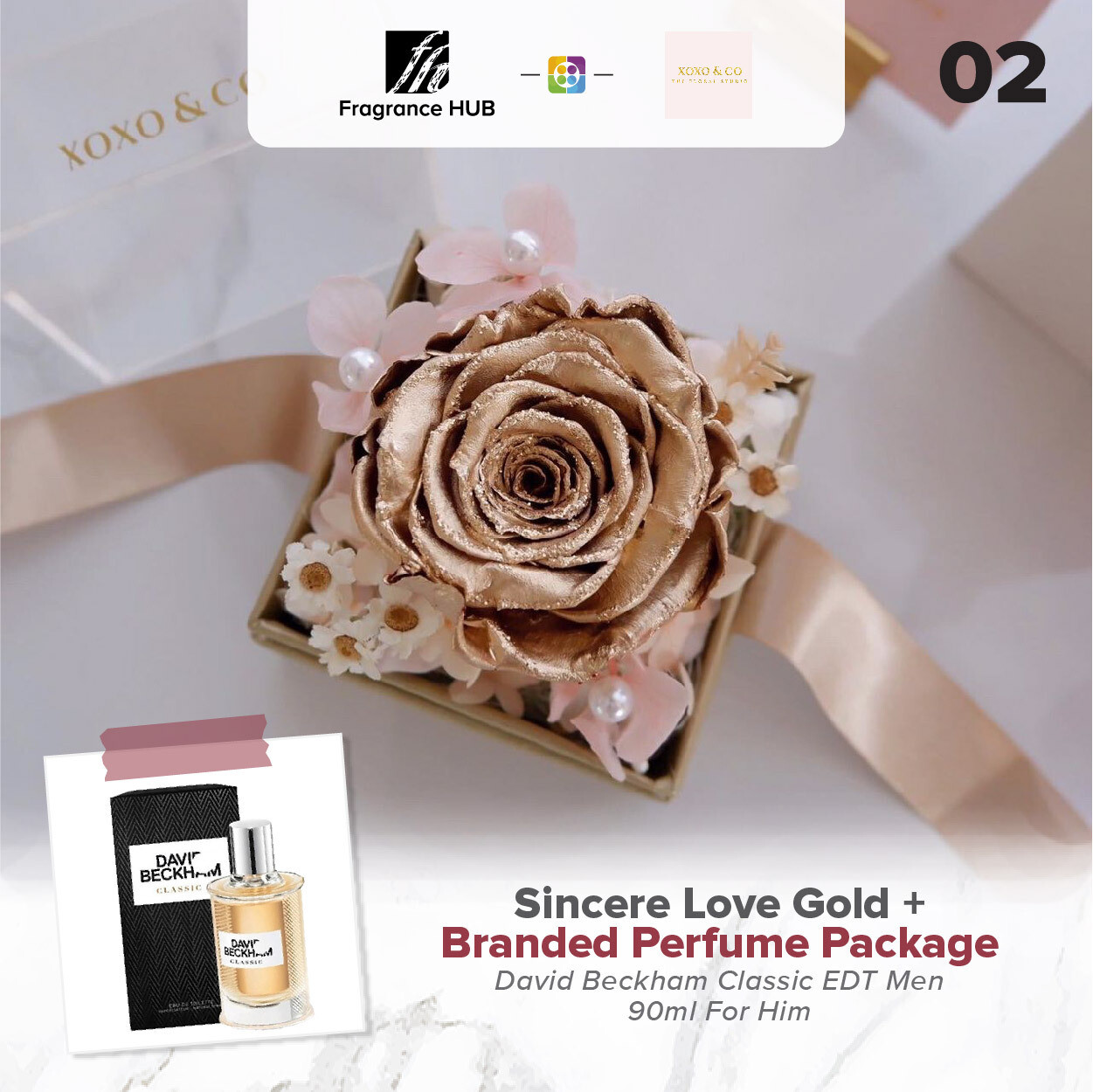 Sincere Love (Gold) + Fragrance Hub Branded Perfume (By: XOXO The Floral Studio from Miri)