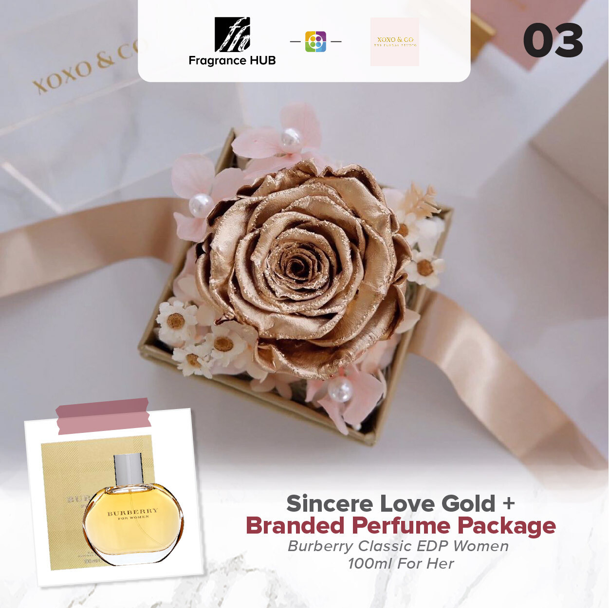 Sincere Love (Gold) + Fragrance Hub Branded Perfume (By: XOXO The Floral Studio from Miri)
