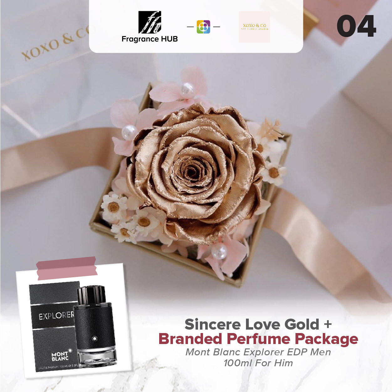 Sincere Love (Gold) + Fragrance Hub Branded Perfume (By: XOXO The Floral Studio from Miri)