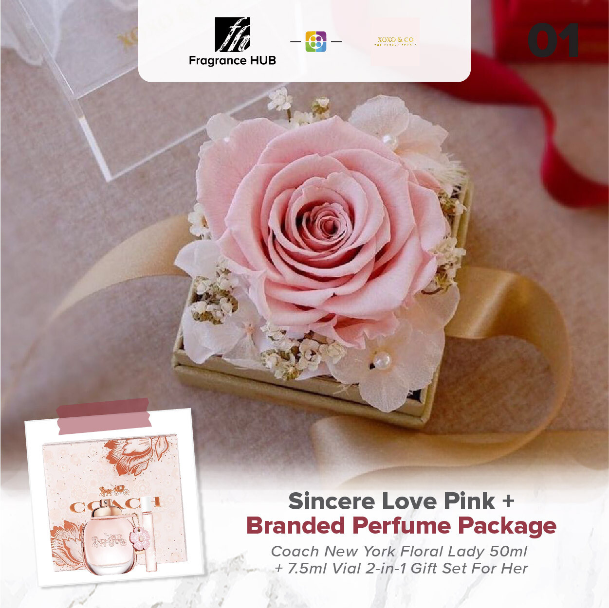 Sincere Love (Pink) + Fragrance Hub Branded Perfume (By: XOXO The Floral Studio from Miri)