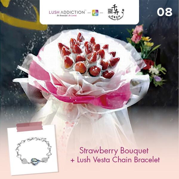 Strawberry Bouquet + Lush Addiction Necklace (By: Brilliant Creative Florist from Sibu)
