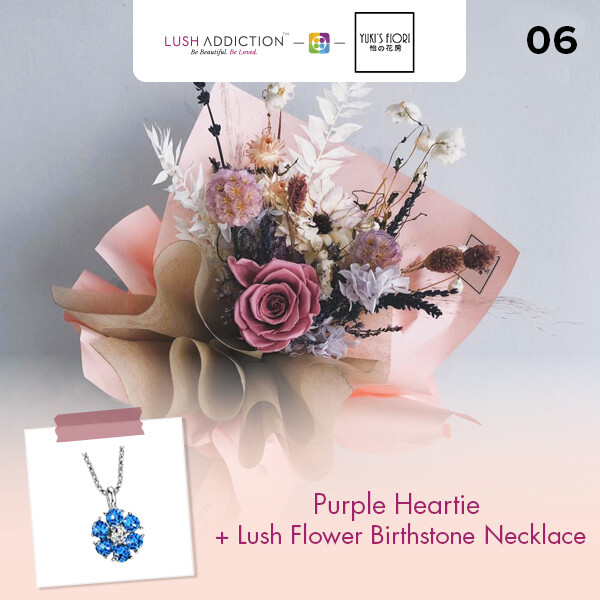 Preserved Flower Bouquet - Purple Heartie + Lush Addiction Necklace (By: Yuki&#39;s Flori from Bukit Jalil)