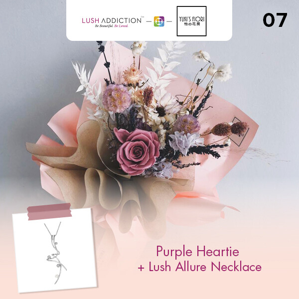 Preserved Flower Bouquet - Purple Heartie + Lush Addiction Necklace (By: Yuki&#39;s Flori from Bukit Jalil)