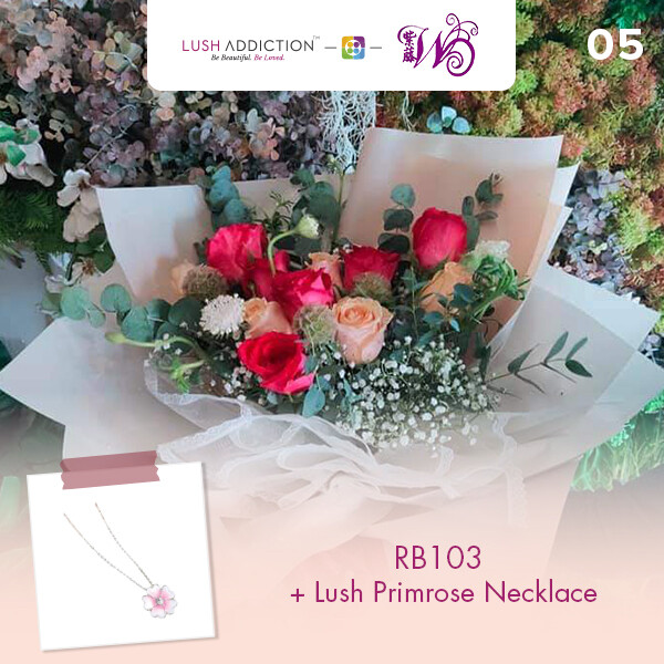 RB103 + Lush Addiction Necklace (By: Wistaria Florist from Sibu)
