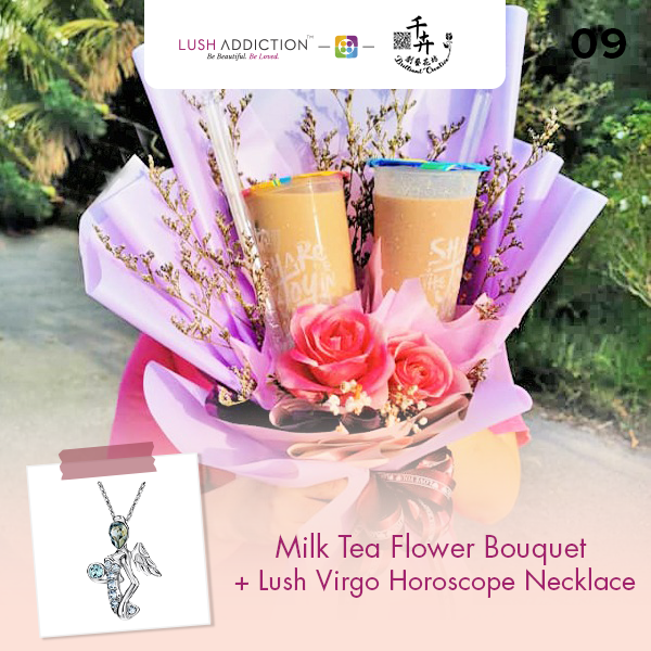 Milk Tea Flower Bouquet + Lush Addiction Necklace (By: Brilliant Creative Florist from Sibu)