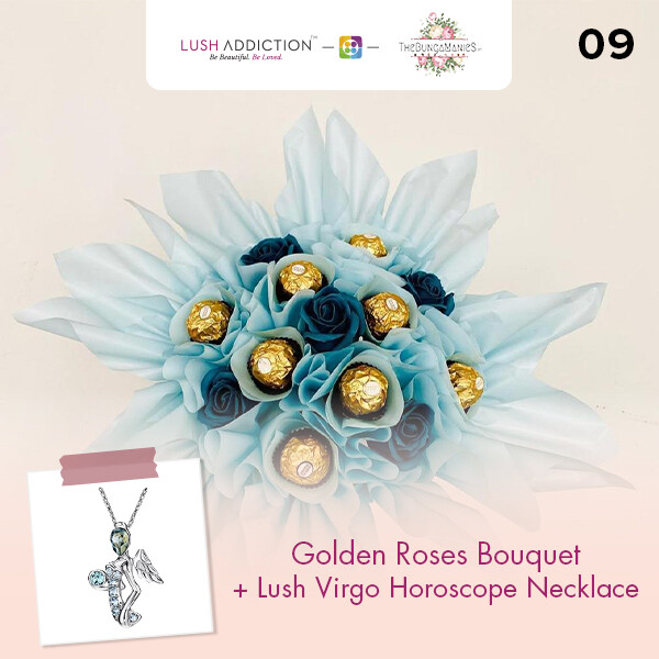 Golden Roses Bouquet + Lush Necklace (By: The Bunga Manies from Bintulu)