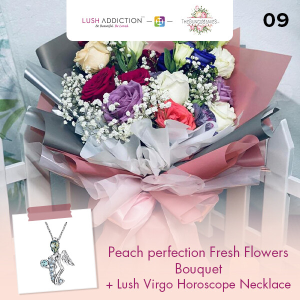 Peach Perfection Fresh Flowers Bouquet + Lush Addiction Necklace (By: The Bunga Manies from Bintulu)